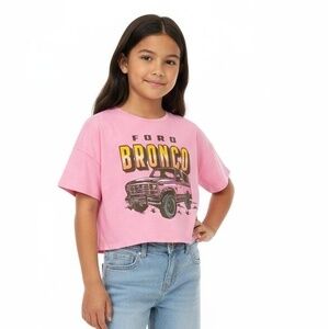 Wonder‎ Nation Graphic T-Shirt Girls S 7/8 Crop Tee Relaxed Fit Retro Automotive